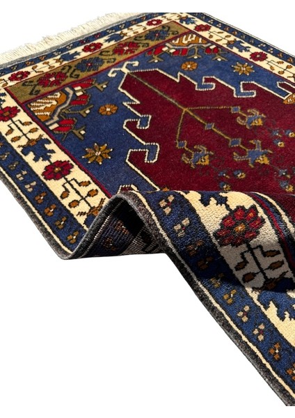 El Dokuma Az Hatalı Yahyalı Halısı 78X130 Bordo Lacivert Kök Boya fırsatları