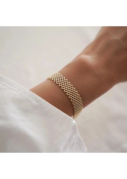 Kalın Retro Altın Bileklik