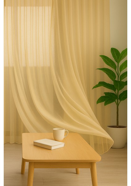 Krem Düz Tül Perde, Sık Pile, Düz, Sade, Tül Perde, Kornişli, Kırışmaz, Ütü Istemez modelleri