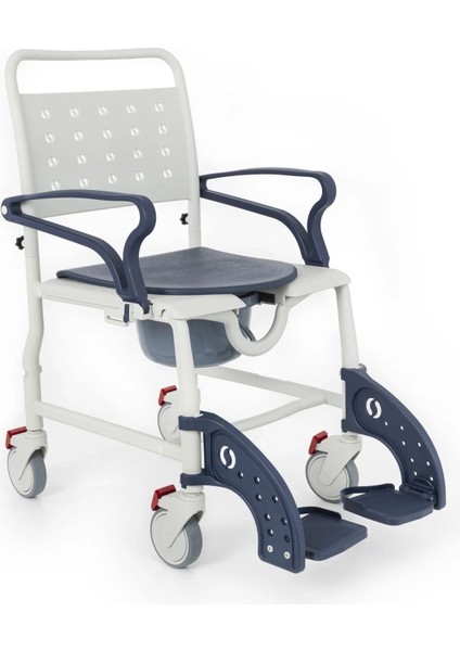Banyo ve Tuvalet Sandalyesi Lacivert | Plastik Gövde, Lazımlıklı, Frenli Tekerlekli DM-8088A