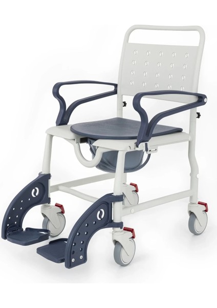 Banyo ve Tuvalet Sandalyesi Lacivert | Plastik Gövde, Lazımlıklı, Frenli Tekerlekli DM-8088A modelleri