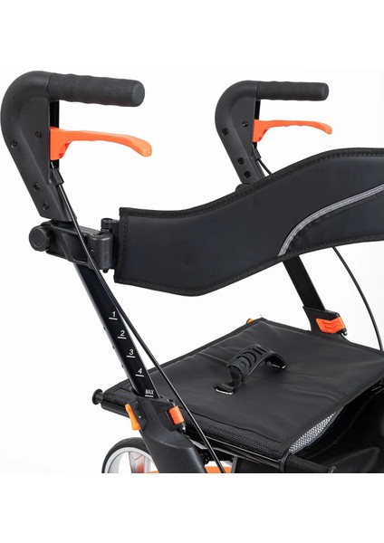 Rolatör Yürüteç Turuncu | Alüminyum Gövde, 7'' Pvc Tekerlekli, Katlanabilir ve Frenli DY049147L