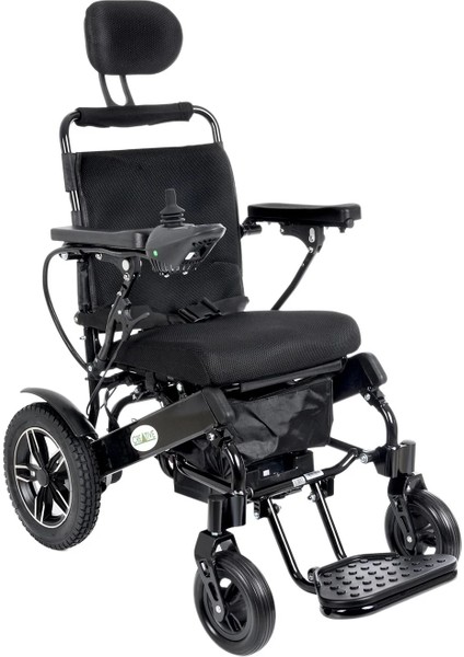 Akülü Tekerlekli Sandalye | Katlanabilir Alüminyum Gövde, Manuel Yatar Sırtlık CR-6012 Lux