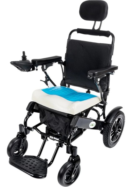 Akülü Tekerlekli Sandalye | Katlanabilir Alüminyum Gövde, Manuel Yatar Sırtlık CR-6012 Lux