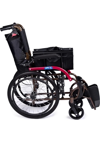 Transfer Tekerlekli Sandalye | Alüminyum Gövde, Kompakt Yapı, Refakatçi Frenli GK863LAJ-20 Jet Black