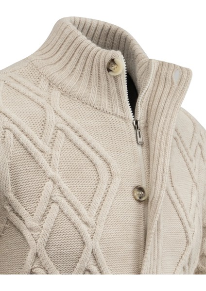 Erkek Kalın Örgü Triko Hırka Düğmeli ve Fermuarlı Cepli Klasik Kalıp - 5248M modelleri