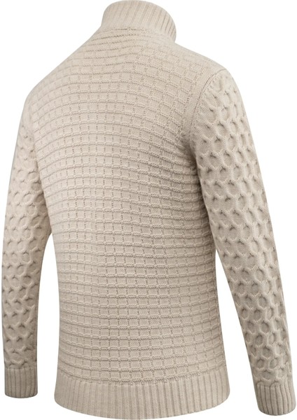 Erkek Kalın Örgü Triko Hırka Düğmeli ve Fermuarlı Cepli Klasik Kalıp - 5248M fırsatları