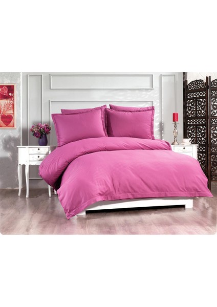 Satin Zarif Armürlü Çift Kişilik Nevresim Takımı Mürdüm