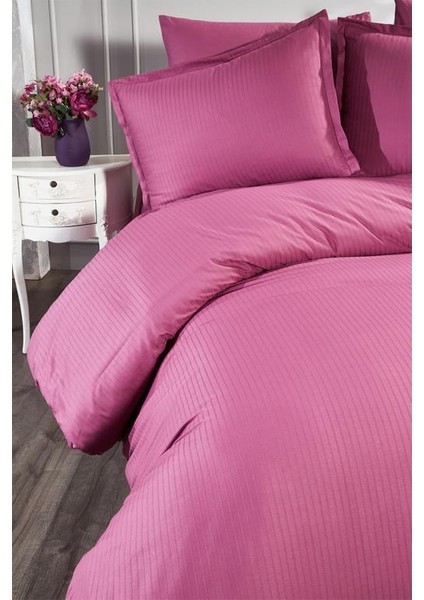 Satin Zarif Armürlü Çift Kişilik Nevresim Takımı Mürdüm indirimleri