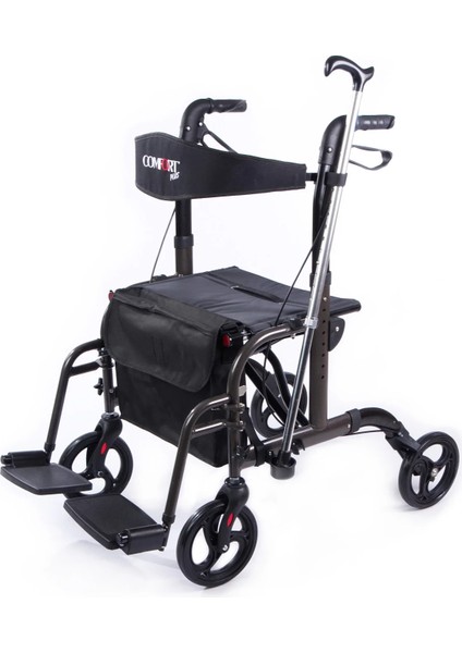 Rolatör Yürüteç | Lüx Ayak Pedallı, Transfer Sandalyeli Kullanım, Alüminyum Şase DM-9124