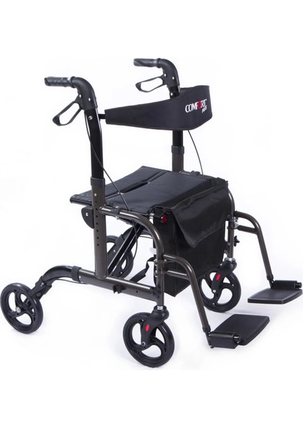 Rolatör Yürüteç | Lüx Ayak Pedallı, Transfer Sandalyeli Kullanım, Alüminyum Şase DM-9124 modelleri