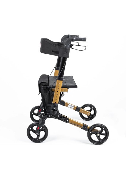 Rolatör Yürüteç Kahverengi | Alüminyum Gövde, Katlanabilir, Oturmalı, Frenli ve Dolgu Tekerlekli DM-9102 fiyatları