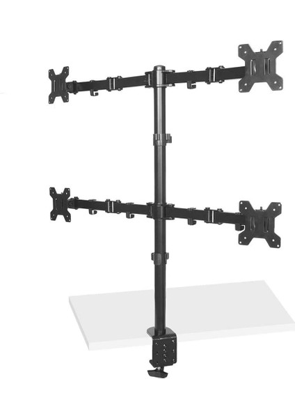 M054 Dört Kollu 13"-27" 8 kg Masaüstü Monitör Askı Aparatı – Vesa 75X75 / 100X100, 360° Döner, Ergonomik