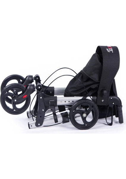 Rolatör Yürüteç Gümüş | Alüminyum Gövde, Oturmalı, Katlanabilir ve Frenli DM-9102