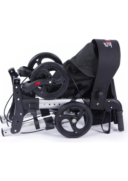 Rolatör Yürüteç Gümüş | Alüminyum Gövde, Oturmalı, Katlanabilir ve Frenli DM-9102