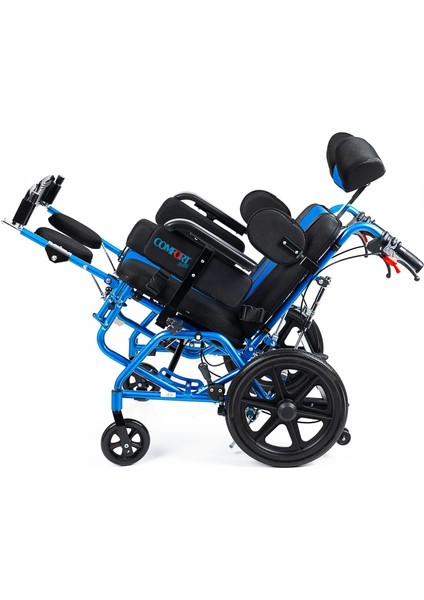 Yetişkin Tekerlekli Sandalye | Yatarlı ve Tilt Özellikli, Göğüs ve Bacak Destekli, File Kumaş Döşemeli DY01958LBCJ-44 Cp