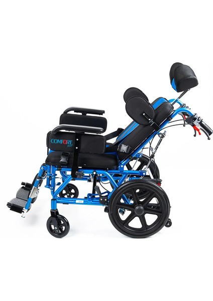 Yetişkin Tekerlekli Sandalye | Yatarlı ve Tilt Özellikli, Göğüs ve Bacak Destekli, File Kumaş Döşemeli DY01958LBCJ-44 Cp