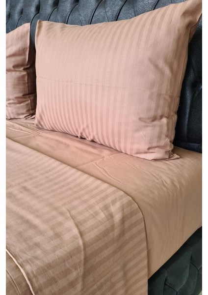 Satin Zarif Armürlü Çift Kişilik Nevresim Takımı Kahverengi fırsatları