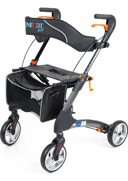 Rolatör Yürüteç | Karbon Desenli Alüminyum Gövde, 7'' Pvc Tekerlekli, Katlanabilir ve Frenli DY049147L indirimleri