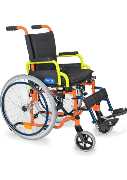 Çocuk Tekerlekli Sandalye | 35 cm Oturum, Kompakt Çelik Şase, Anti-Tiper Güvenlikli DM-312 Kids