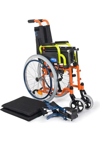 Çocuk Tekerlekli Sandalye | 35 cm Oturum, Kompakt Çelik Şase, Anti-Tiper Güvenlikli DM-312 Kids