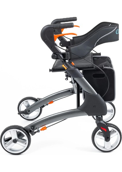 Rolatör Yürüteç | Karbon Desenli Alüminyum Gövde, 7'' Pvc Tekerlekli, Katlanabilir ve Frenli DY049147L