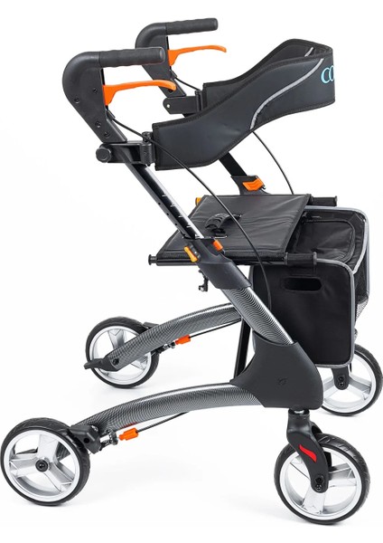 Rolatör Yürüteç | Karbon Desenli Alüminyum Gövde, 7'' Pvc Tekerlekli, Katlanabilir ve Frenli DY049147L