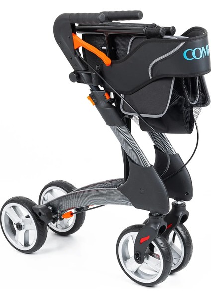 Rolatör Yürüteç | Karbon Desenli Alüminyum Gövde, 7'' Pvc Tekerlekli, Katlanabilir ve Frenli DY049147L