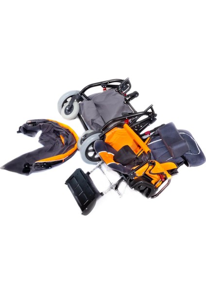 Engelli Puseti Turuncu | Alüminyum Şase, Iki Yönlü Ayarlanabilir Koltuk, 40 cm Oturum Genişliği, DM-8001 Buggy