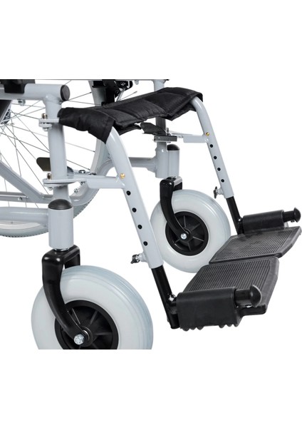 Tekerlekli Sandalye Beyaz | 45 cm Oturma Genişliği, Alüminyum Gövde, Refakatçi Frenli, Sırt Kırılmalı DM-321