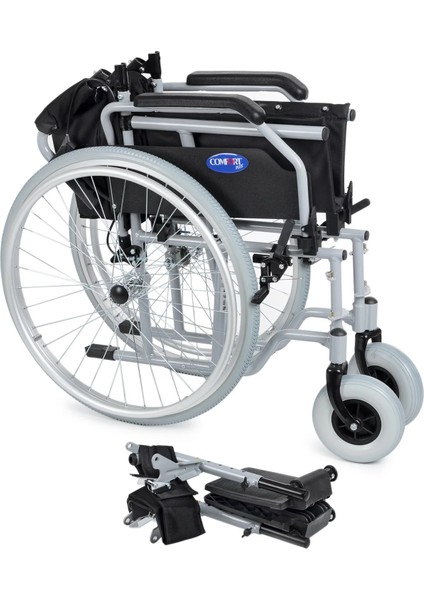Tekerlekli Sandalye Beyaz | 45 cm Oturma Genişliği, Alüminyum Gövde, Refakatçi Frenli, Sırt Kırılmalı DM-321