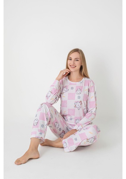 Uzunkollu Kadın Pamuklu Pijamatakımı