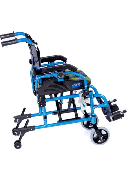 Pediatrik Tekerlekli Sandalye Yeşil | Alüminyum Şase, Göğüs Destekli Emniyet Kemeri, Quick Release Teker KY980LQ-30