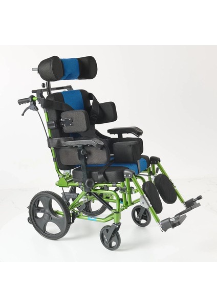 Pediatrik Tekerlekli Sandalye | Yatarlı ve Tilt Özellikli, Göğüs ve Bacak Destekli, Alüminyum Gövde KY958-C-36 Cp