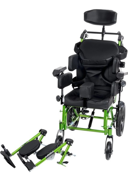 Pediatrik Tekerlekli Sandalye | Yatarlı ve Tilt Özellikli, Göğüs ve Bacak Destekli, Alüminyum Gövde KY958-C-36 Cp modelleri