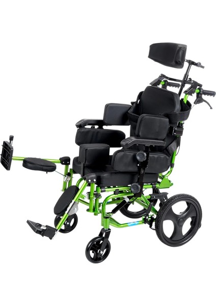 Pediatrik Tekerlekli Sandalye | Yatarlı ve Tilt Özellikli, Göğüs ve Bacak Destekli, Alüminyum Gövde KY958-C-36 Cp