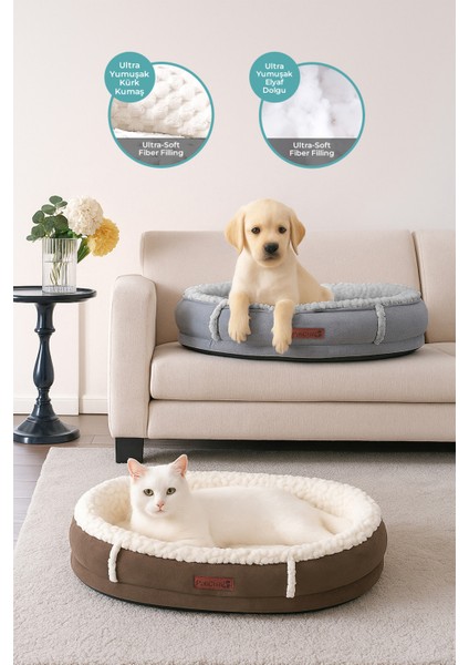 Kürk Peluş Kedi Köpek Evcil Hayvan Yatağı PatiChill Yıkanabilir Kaymaz Taban Simba Lüks Ortopedik Su Geçirmez Krem fiyatları