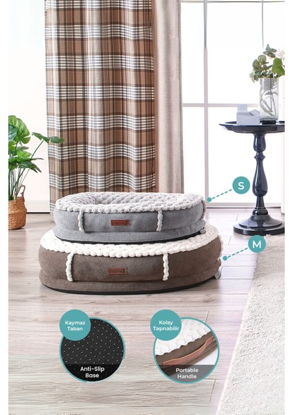 Kürk Peluş Kedi Köpek Evcil Hayvan Yatağı PatiChill Yıkanabilir Kaymaz Taban Simba Lüks Ortopedik Su Geçirmez Krem modelleri