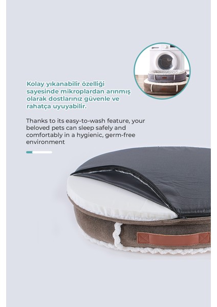 Kürk Peluş Kedi Köpek Evcil Hayvan Yatağı PatiChill Yıkanabilir Kaymaz Taban Simba Lüks Ortopedik Su Geçirmez Krem fırsatları