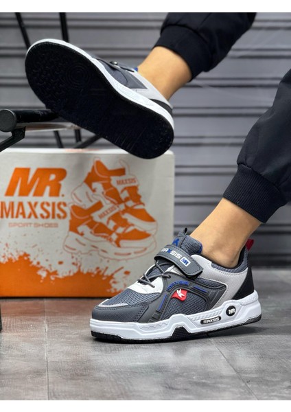 Çocuk Spor Ayakkabı Kutulu Baskılı Cırtlı Ortapedik Taban