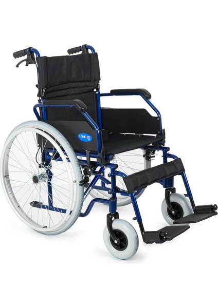 Tekerlekli Sandalye Lacivert | 45 cm Oturma Genişliği, Alüminyum Gövde, Refakatçi Frenli, Sırt Kırılmalı DM-321