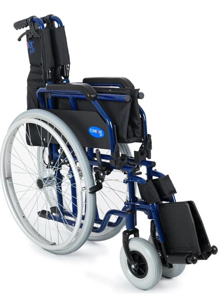 Tekerlekli Sandalye Lacivert | 45 cm Oturma Genişliği, Alüminyum Gövde, Refakatçi Frenli, Sırt Kırılmalı DM-321