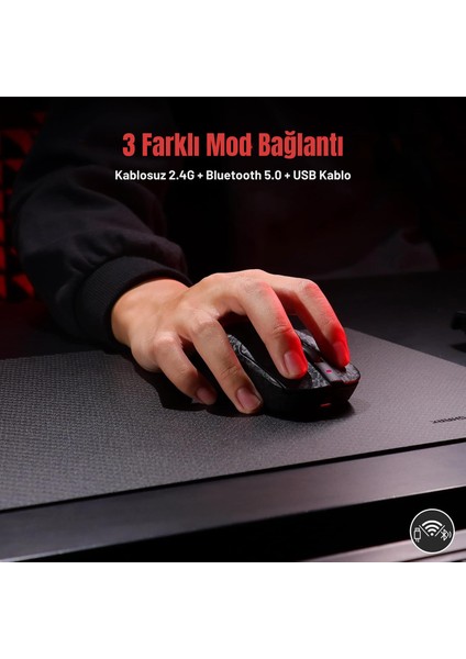 AJ199 Karbon Fiber 3 Modlu Ultra Hafif 24.000 Dpı, Oyuncu Mouse PAW3311 SENSÖR-500 Mah Batarya fırsatları