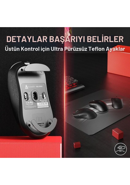 AJ199 Karbon Fiber 3 Modlu Ultra Hafif 24.000 Dpı, Oyuncu Mouse PAW3311 SENSÖR-500 Mah Batarya