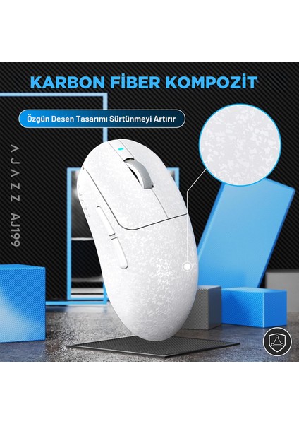 AJ199 Karbon Fiber 3 Modlu Ultra Hafif 24.000 Dpı, Oyuncu Mouse PAW3311 SENSÖR-500 Mah Batarya
