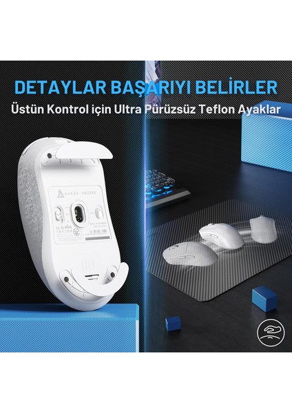 AJ199 Karbon Fiber 3 Modlu Ultra Hafif 24.000 Dpı, Oyuncu Mouse PAW3311 SENSÖR-500 Mah Batarya