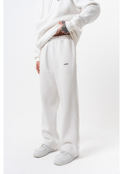 Erkek Respire Yazı Detaylı Basic Baggy Eşofman Altı Ekru fiyatları