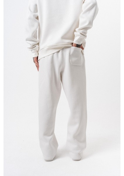 Erkek Respire Yazı Detaylı Basic Baggy Eşofman Altı Ekru modelleri