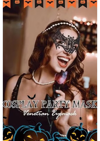 Kadın & Erkek Halloween Dantel Maske – Siyah Venedik Tarzı Maske Balosu Göz Maskesi, Kostüm ve Parti Aksesuarı