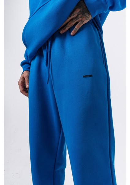 Erkek Respire Yazı Detaylı Basic Baggy Eşofman Altı Mavi indirimleri